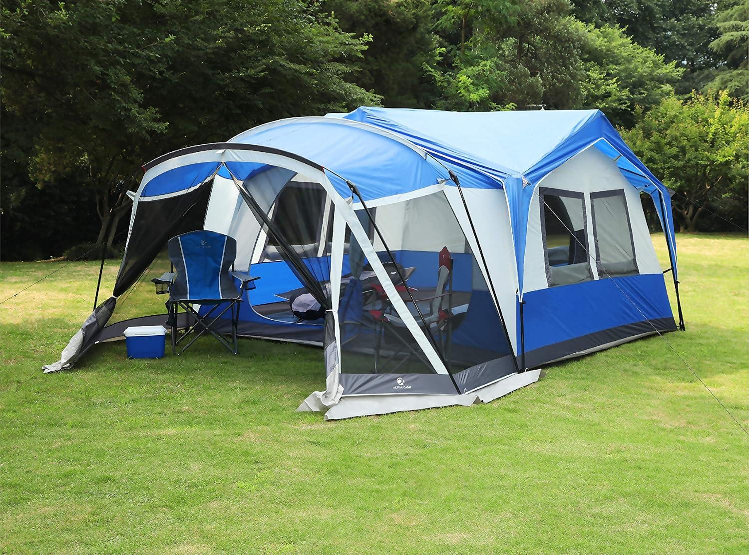 image:imageALPHA CAMP 1012 Person Family Camping Tent with Screen Room Cabin Tent Design 19 x 12