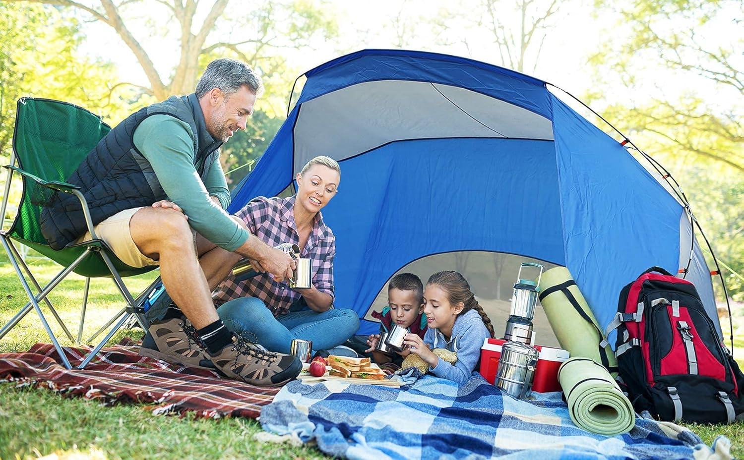 image:imageALPHA CAMP 3 Person SportsBeach Shelter Easy Up Sun Shade 9 x 6 Blue