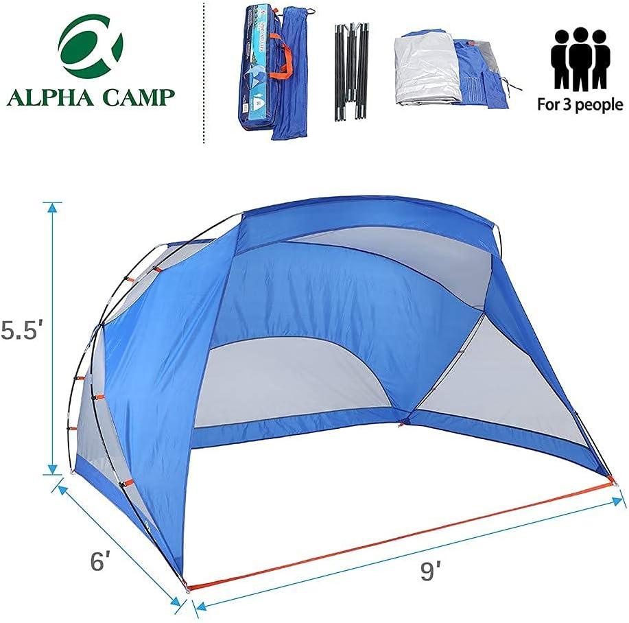 image:imageALPHA CAMP 3 Person SportsBeach Shelter Easy Up Sun Shade 9 x 6 Blue