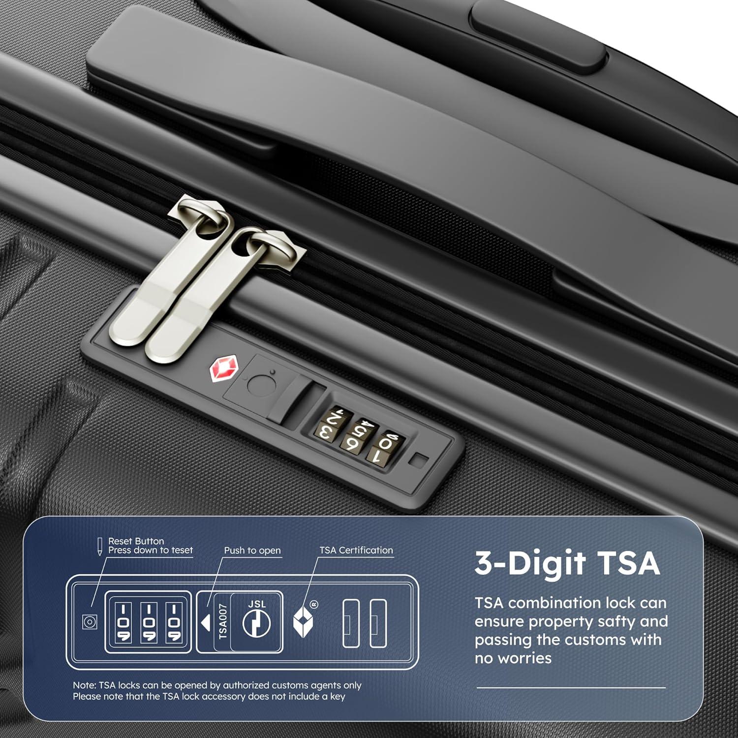 image:imageALPHA CAMP 3 Piece Expandable Luggage Set PCABS Durable Hard Shell Suitcase with Spinner Wheels amp TSA Lock20inch 24inch 28inch Luggage for BusinessTravelNavyBlack