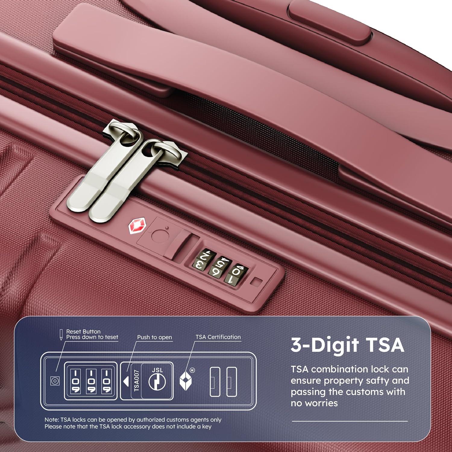 image:imageALPHA CAMP 3 Piece Expandable Luggage Set PCABS Durable Hard Shell Suitcase with Spinner Wheels amp TSA Lock20inch 24inch 28inch Luggage for BusinessTravelNavyRed