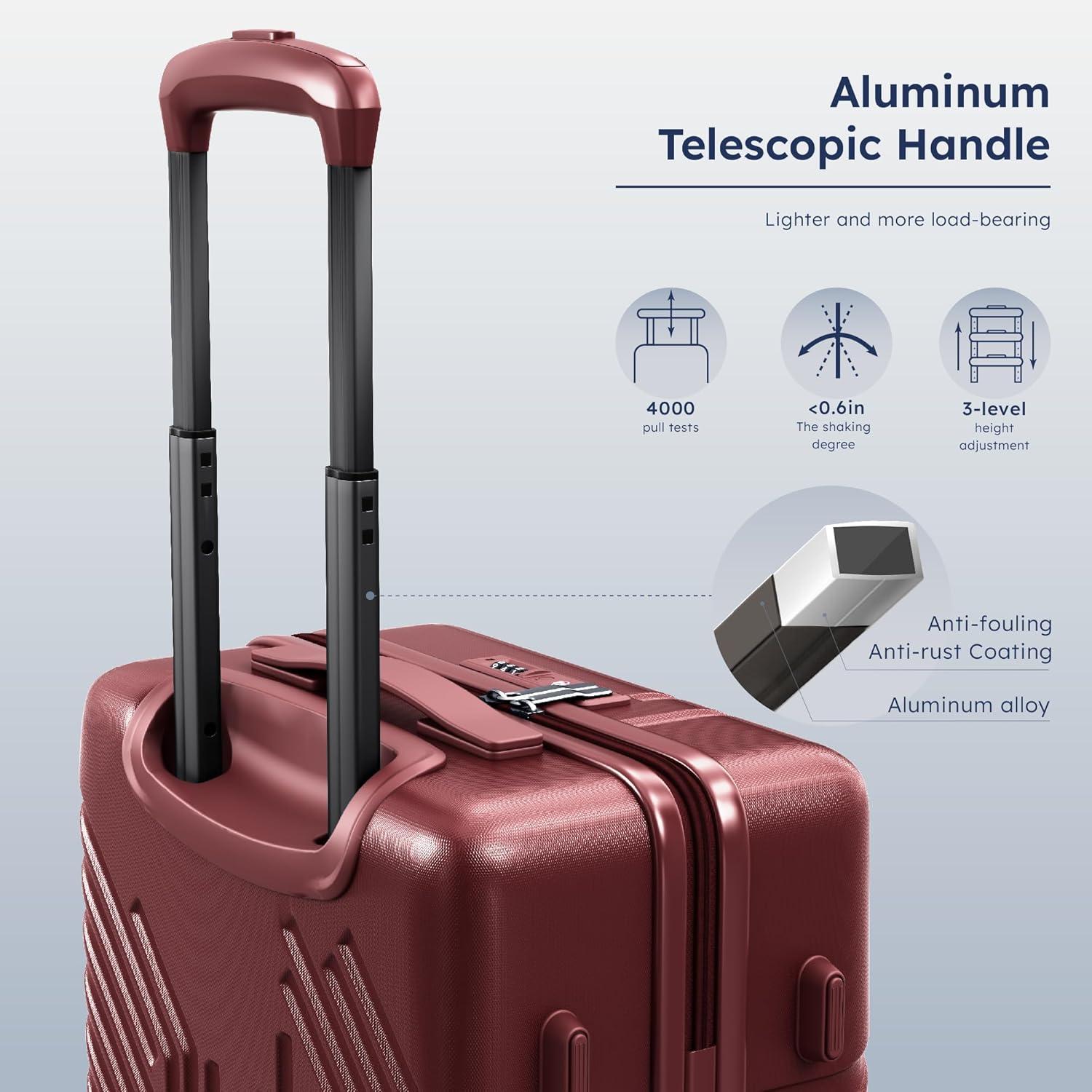 image:imageALPHA CAMP 3 Piece Expandable Luggage Set PCABS Durable Hard Shell Suitcase with Spinner Wheels amp TSA Lock20inch 24inch 28inch Luggage for BusinessTravelNavyRed
