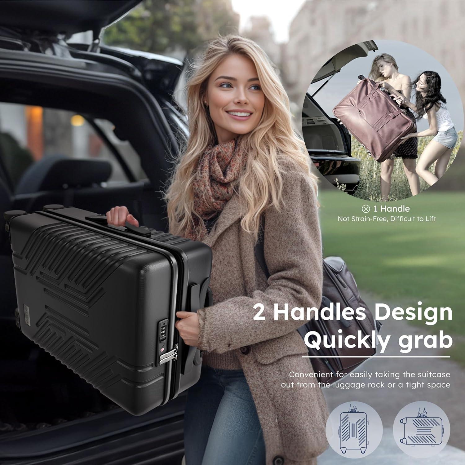 image:imageALPHA CAMP 3 Piece Expandable Luggage Set PCABS Durable Hard Shell Suitcase with Spinner Wheels amp TSA Lock20inch 24inch 28inch Luggage for BusinessTravelNavyBlack