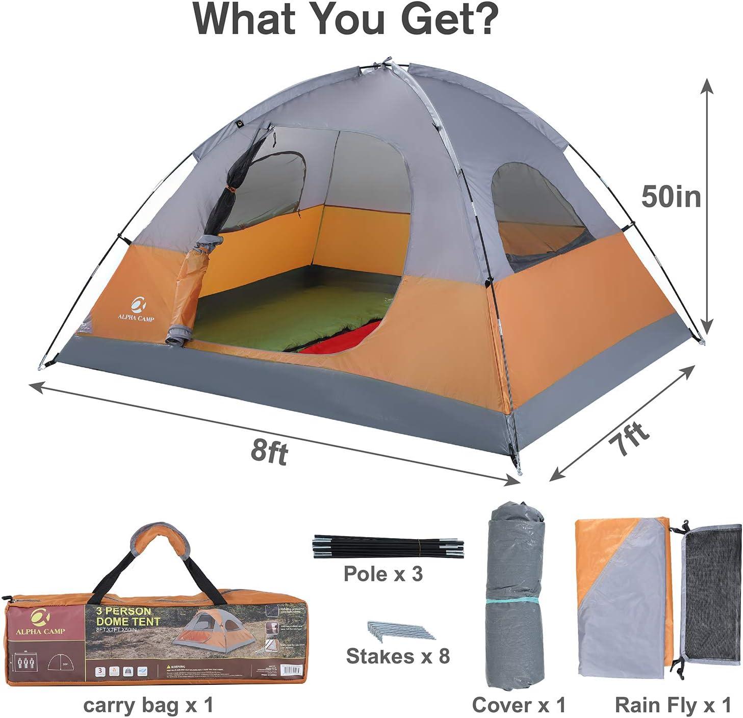 image:imageALPHA CAMP 34 Person Camping Dome Tent with Carry Bag Lightweight Waterproof Portable Backpacking Tent for Outdoor CampingHiking