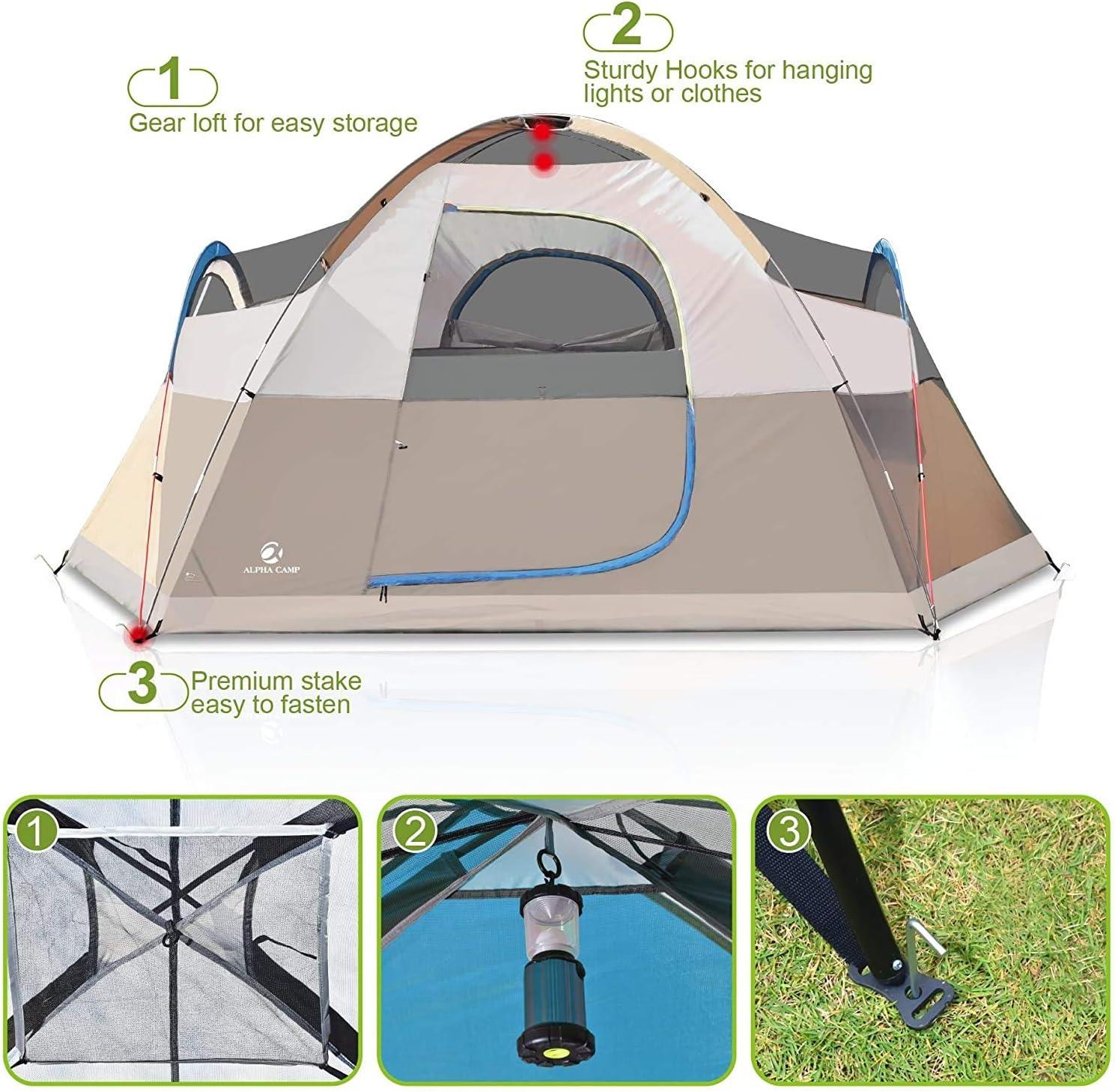image:imageALPHA CAMP 6 Person Family Tent Dome Camping Tent with Carry Bag and Rainfly