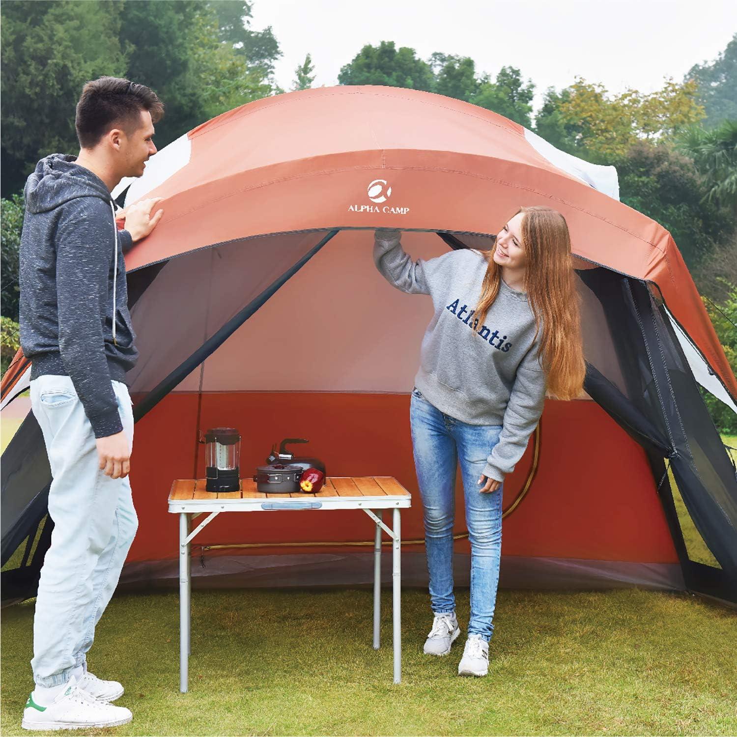 image:imageALPHA CAMP 6 Person Family Tent with Screen Room Cabin Tent Design 17 x 9