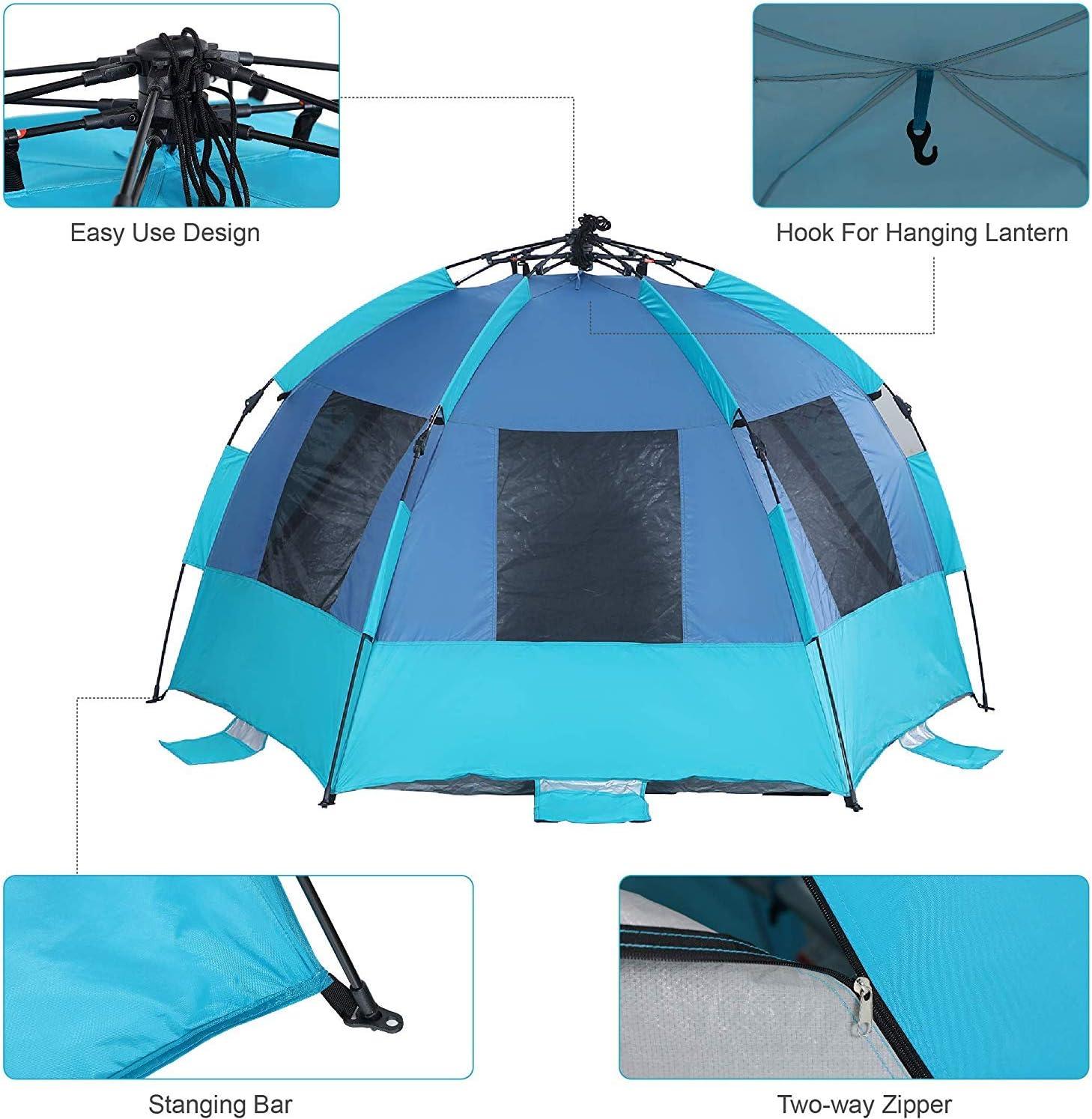 image:imageALPHA CAMP Beach Tent Easy Instant Sun ShelterExtended Zippered Porch Included