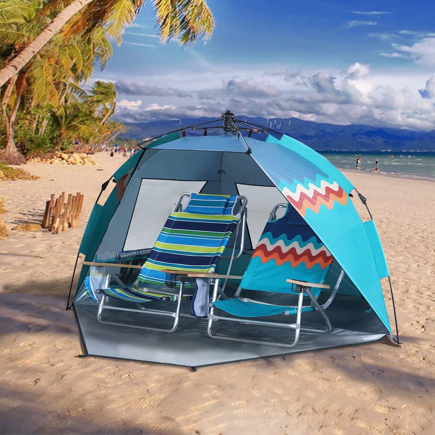 image:imageALPHA CAMP Beach Tent Easy Instant Sun ShelterExtended Zippered Porch Included