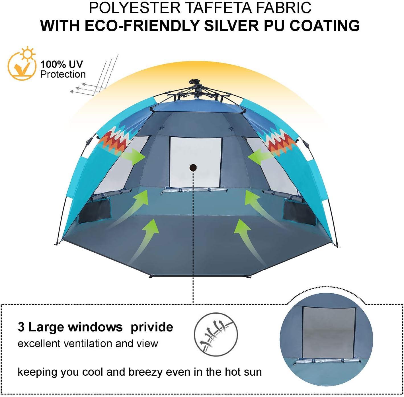 image:imageALPHA CAMP Beach Tent Easy Instant Sun ShelterExtended Zippered Porch Included