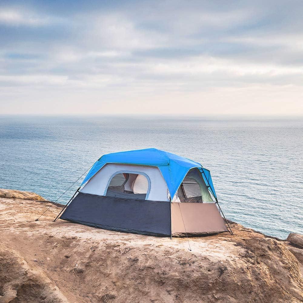 image:imageALPHA CAMP Camping Tent 68 Person Instant Family Tent 60 Seconds Easy Setup Cabin Tent with Rainfly and Mud Mat6 Person Blue