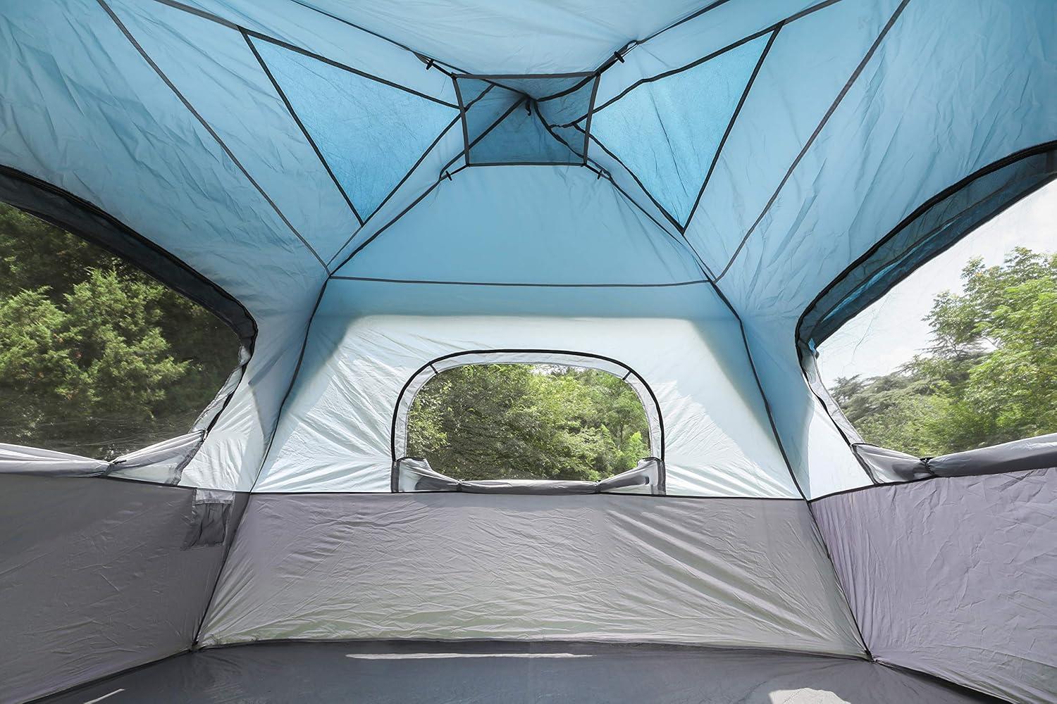 image:imageALPHA CAMP Camping Tent 68 Person Instant Family Tent 60 Seconds Easy Setup Cabin Tent with Rainfly and Mud Mat6 Person Blue