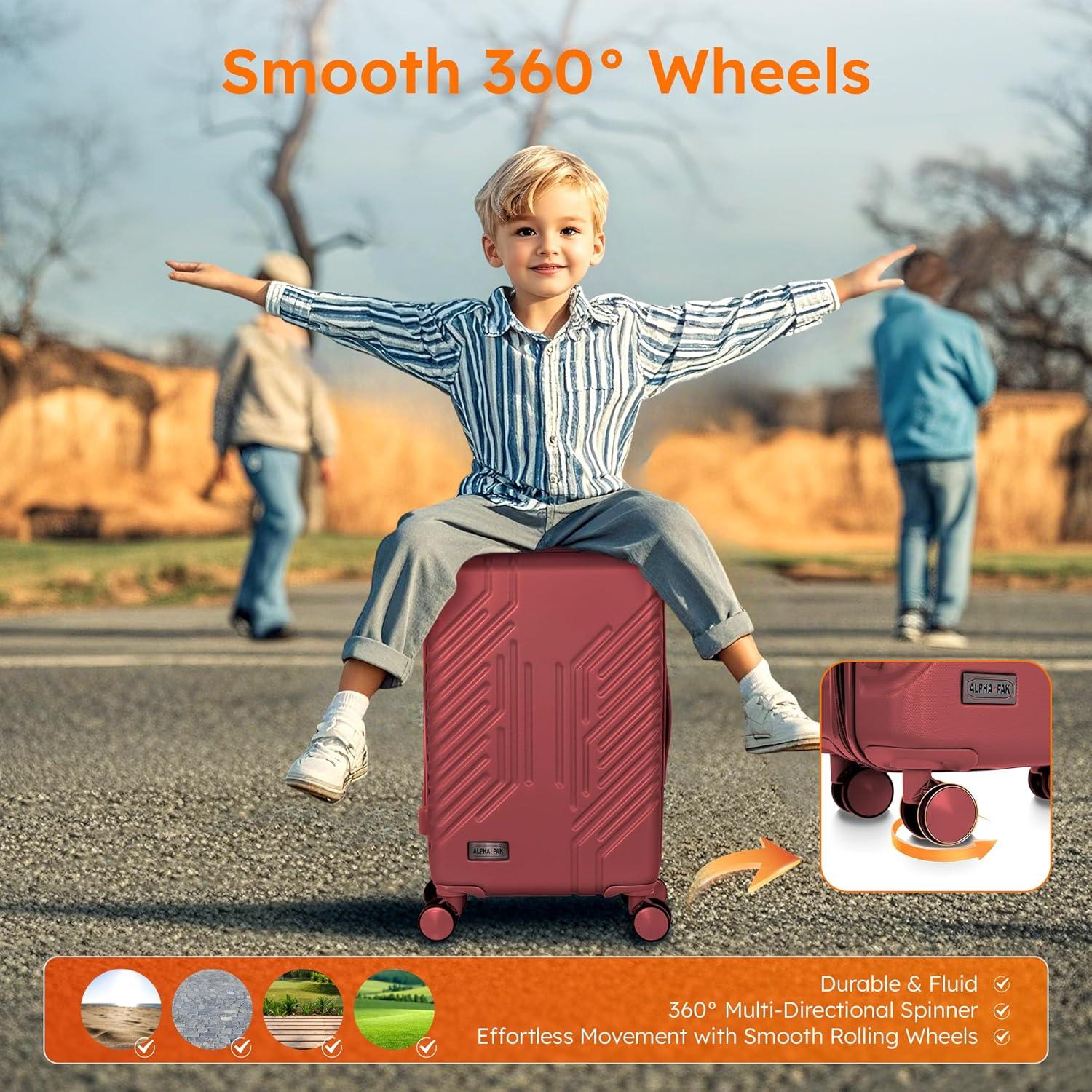 image:imageALPHA CAMP Carry On Luggage 22x14x11 Airline Approved Hardshell Durable PCABS Luggage with Spinner Wheels Lightweight Travel Rolling Suitcase with Builtin TSA LockUSB PortRedRed
