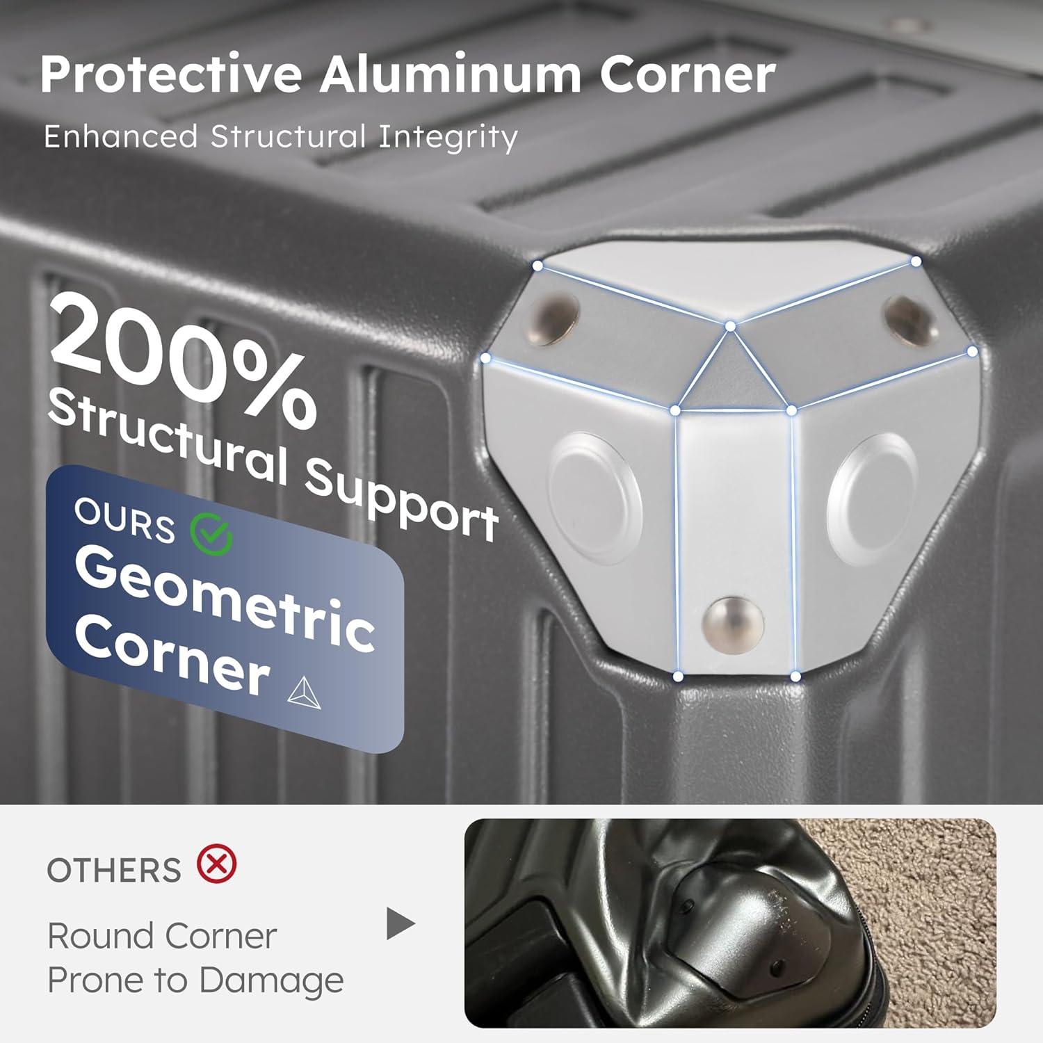image:imageALPHA CAMP Checked 28 Inch Luggage Thickened Aluminum Frame Luggage with TSA Spinner Wheels 3Layer PC Hard Shell Zipperless Travel Suitcase TypeC USB Charging Port Cup Holder GreyGrey