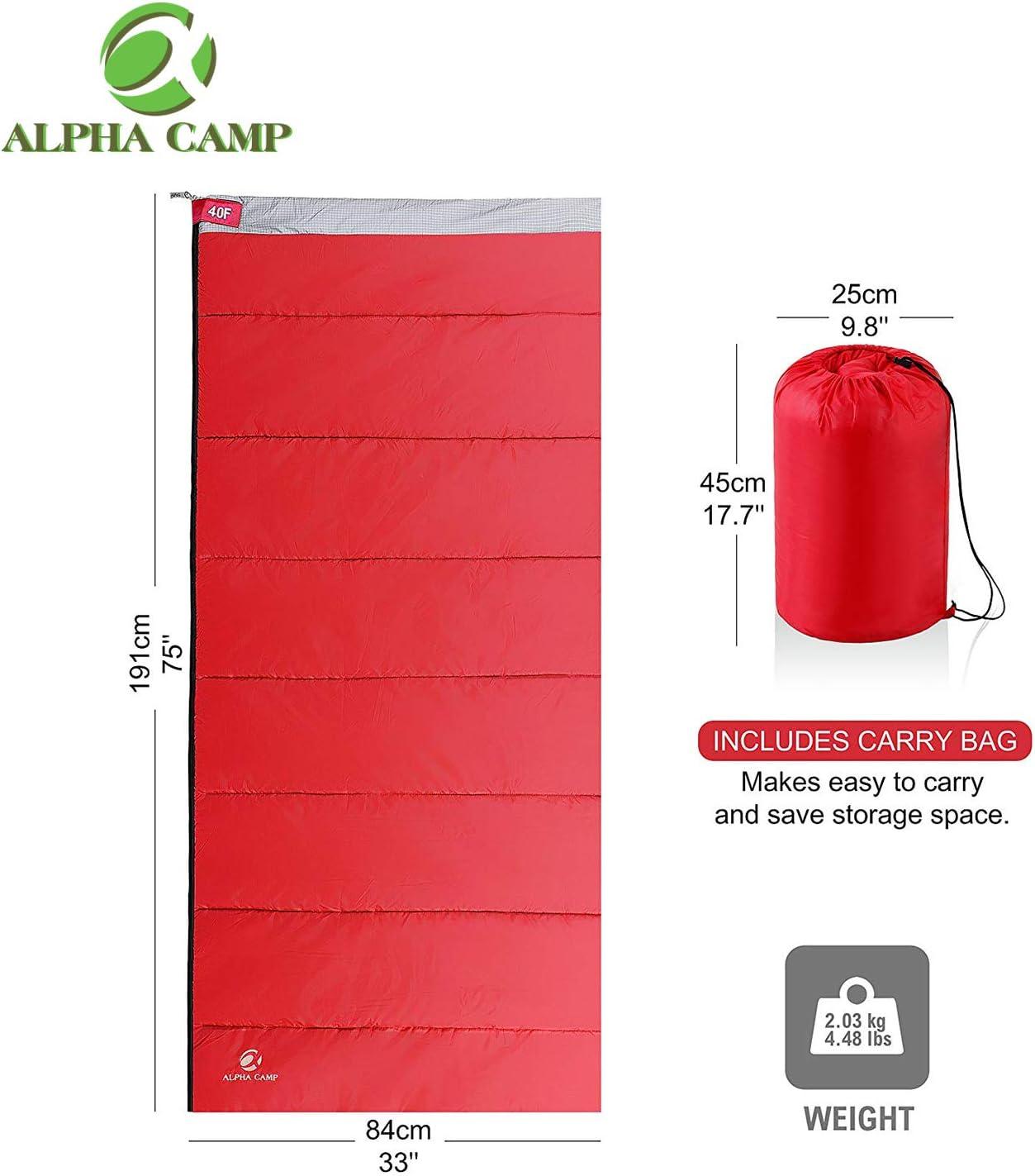 image:imageALPHA CAMP Lightweight Envelope Sleeping Bag for 3 Season Camping Backpacking Hiking Temp Rating