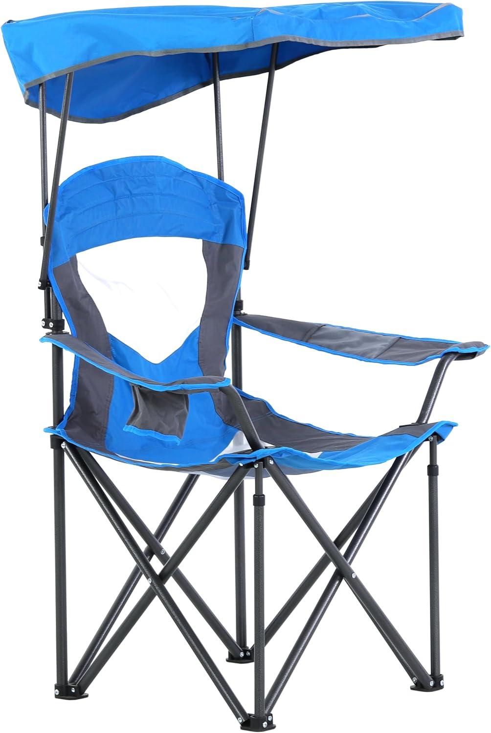 image:imageALPHA CAMP Oversized Camping Chair with Shade Canopy Folding Lawn ChairsRoyal Blue