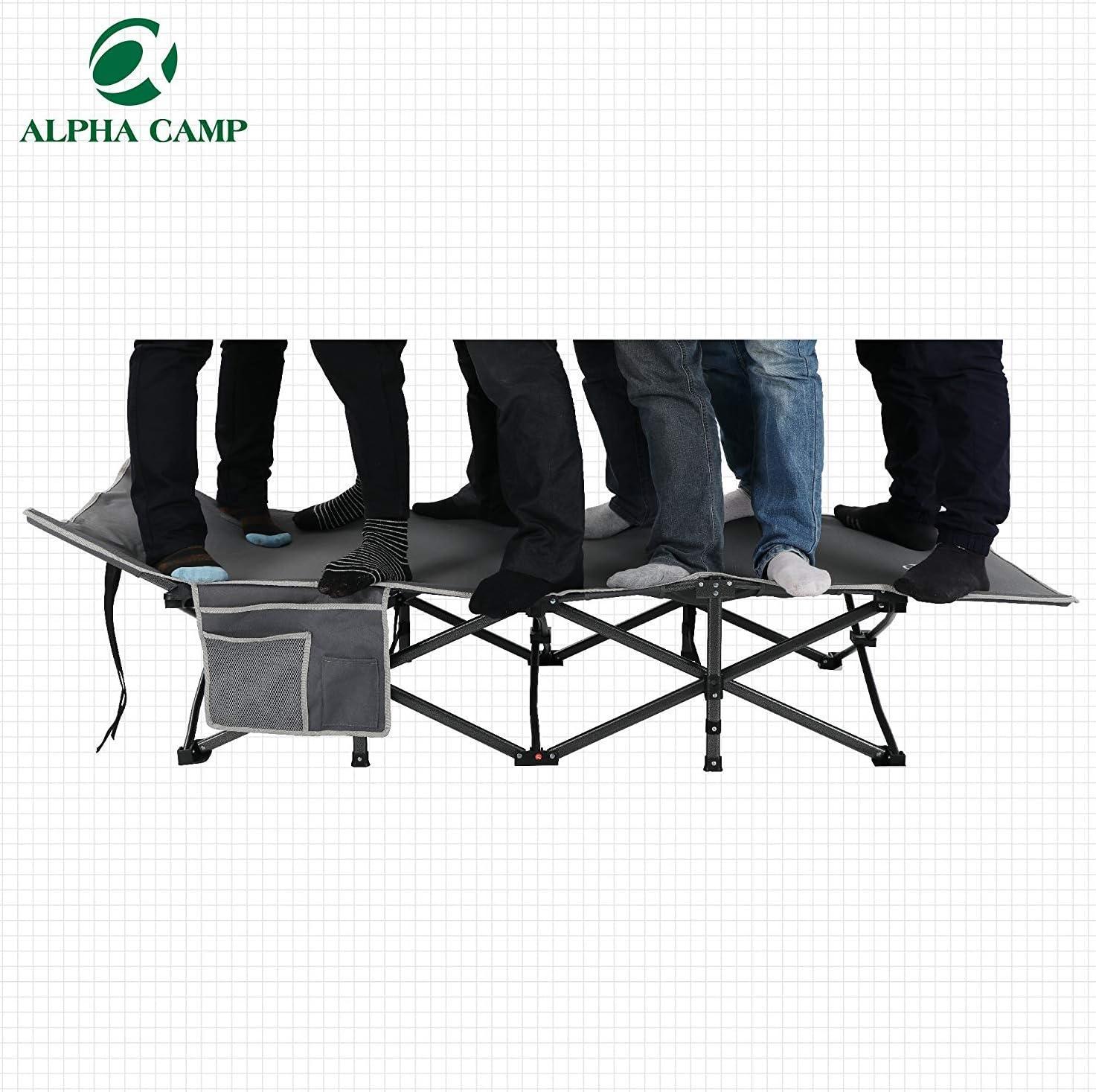 image:imageALPHA CAMP Oversized Camping Cot Supports 600 lbs Sleeping Bed Folding Steel Frame Portable with Carry Bag
