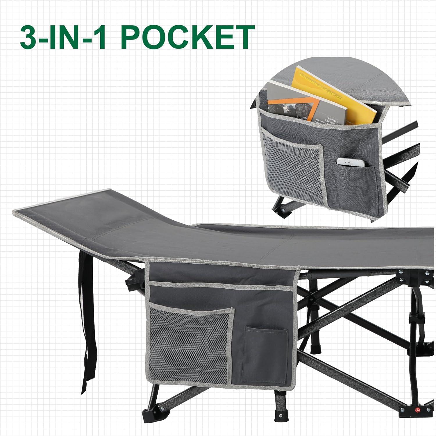 image:imageALPHA CAMP Oversized Camping Cot Supports 600 lbs Sleeping Bed Folding Steel Frame Portable with Carry Bag