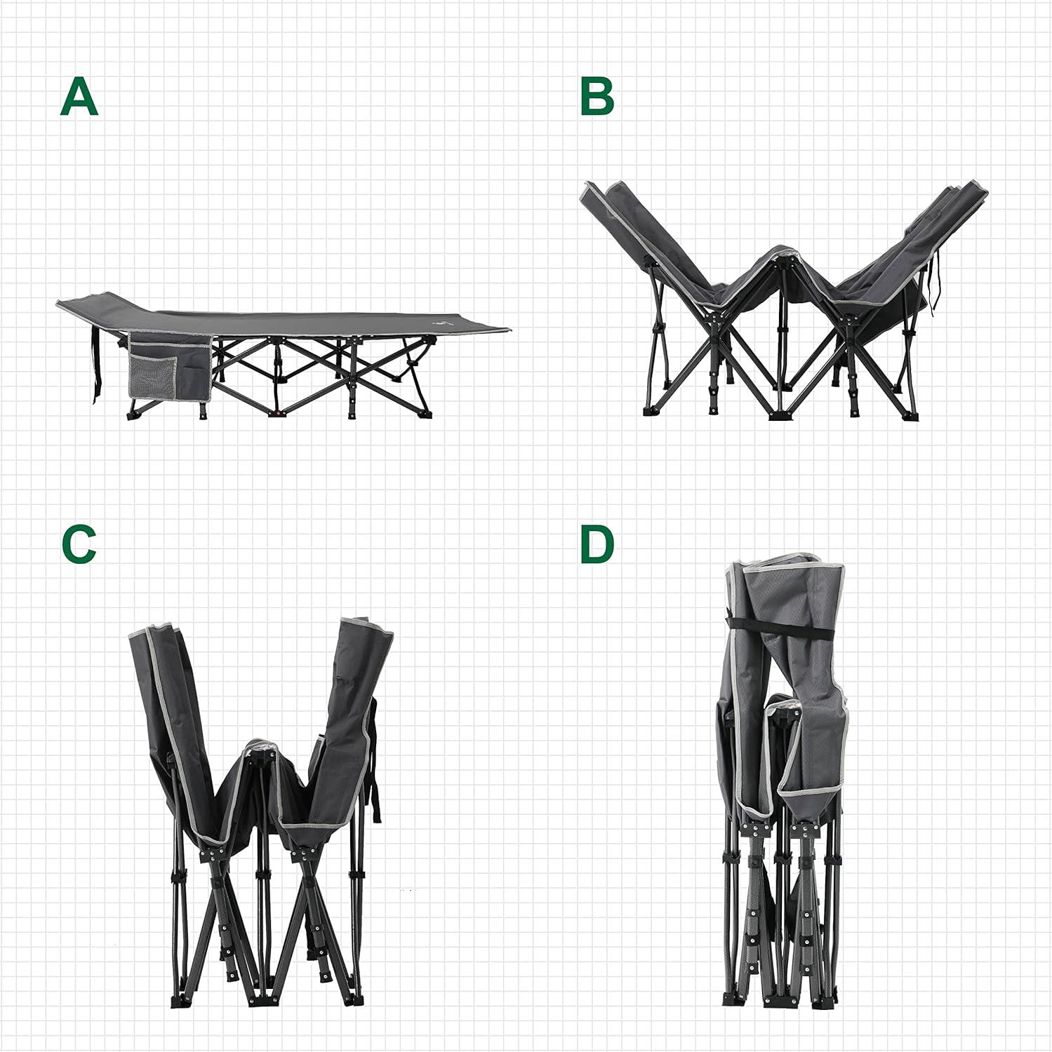 image:imageALPHA CAMP Oversized Camping Cot Supports 600 lbs Sleeping Bed Folding Steel Frame Portable with Carry Bag