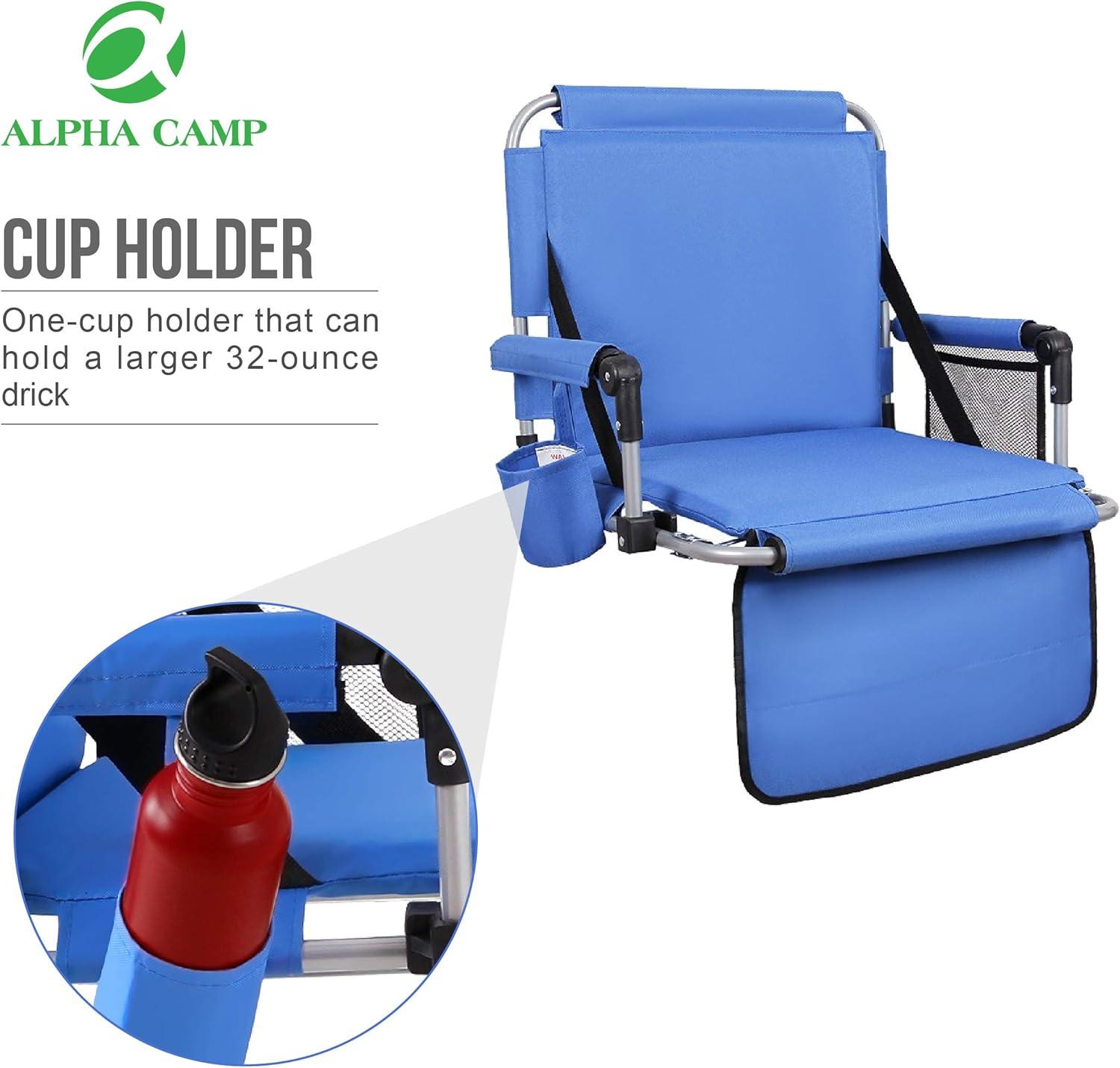image:imageALPHA CAMP Stadium Seat Padded Chair for Bleachers with Backamp Arm Rest Blue
