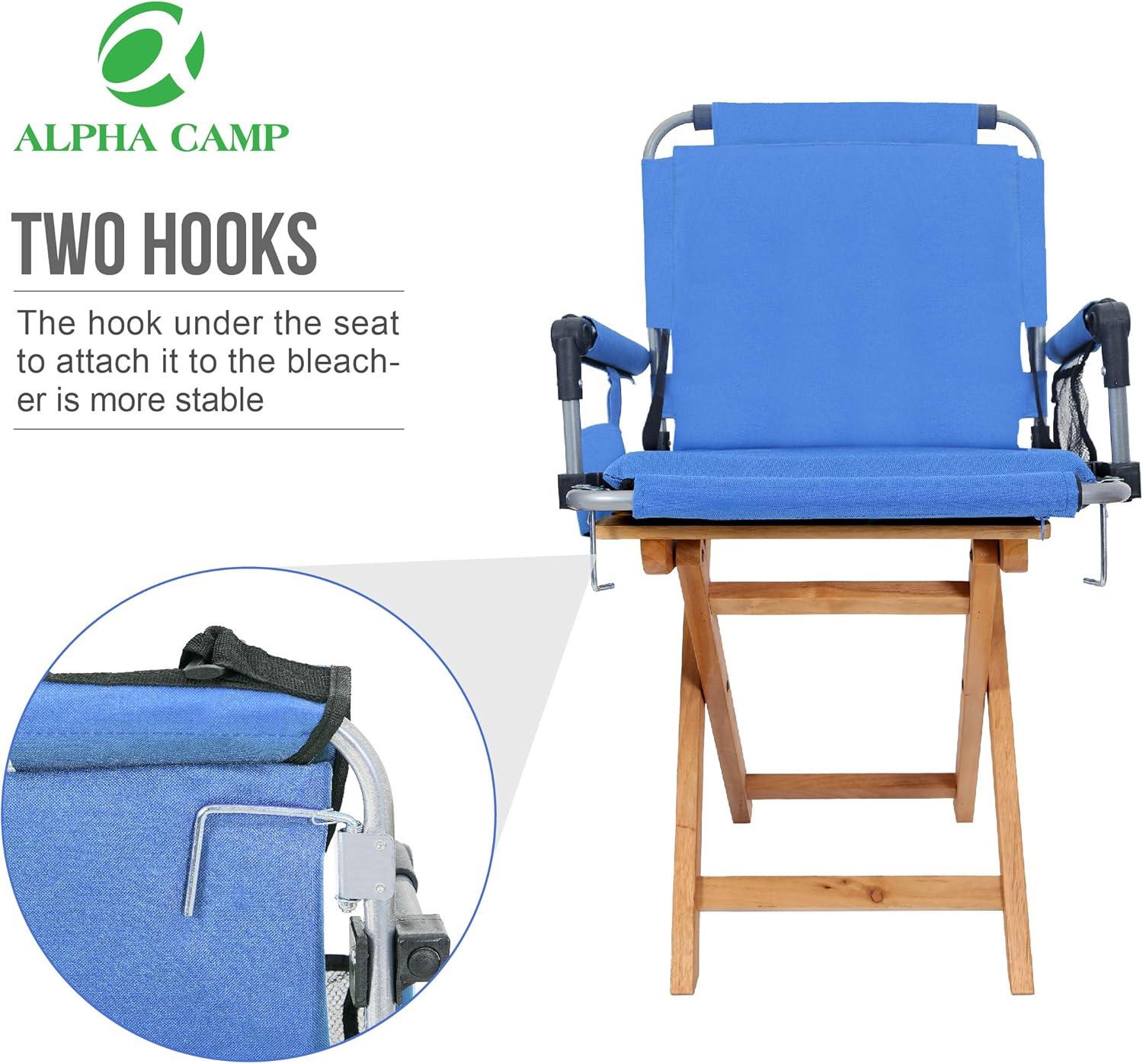 image:imageALPHA CAMP Stadium Seat Padded Chair for Bleachers with Backamp Arm Rest Blue