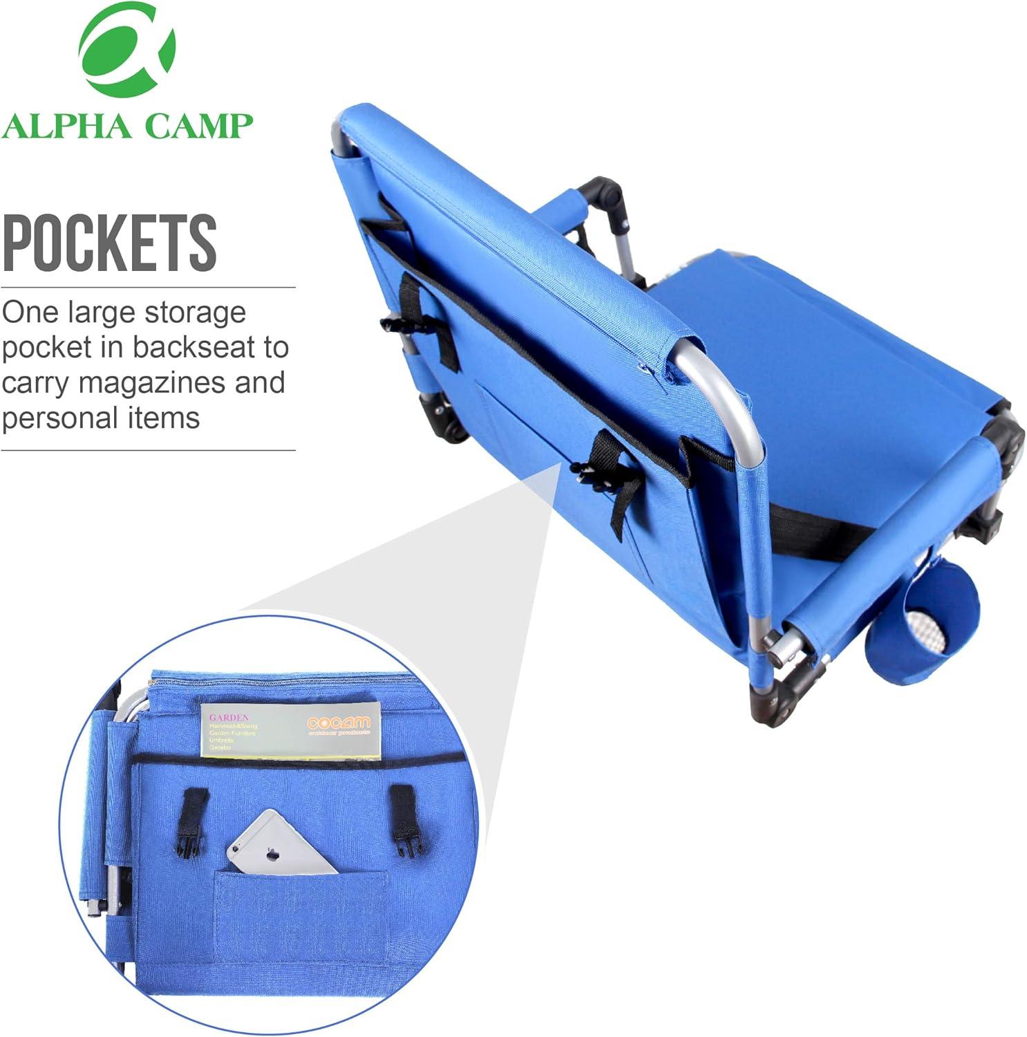 image:imageALPHA CAMP Stadium Seat Padded Chair for Bleachers with Backamp Arm Rest Blue
