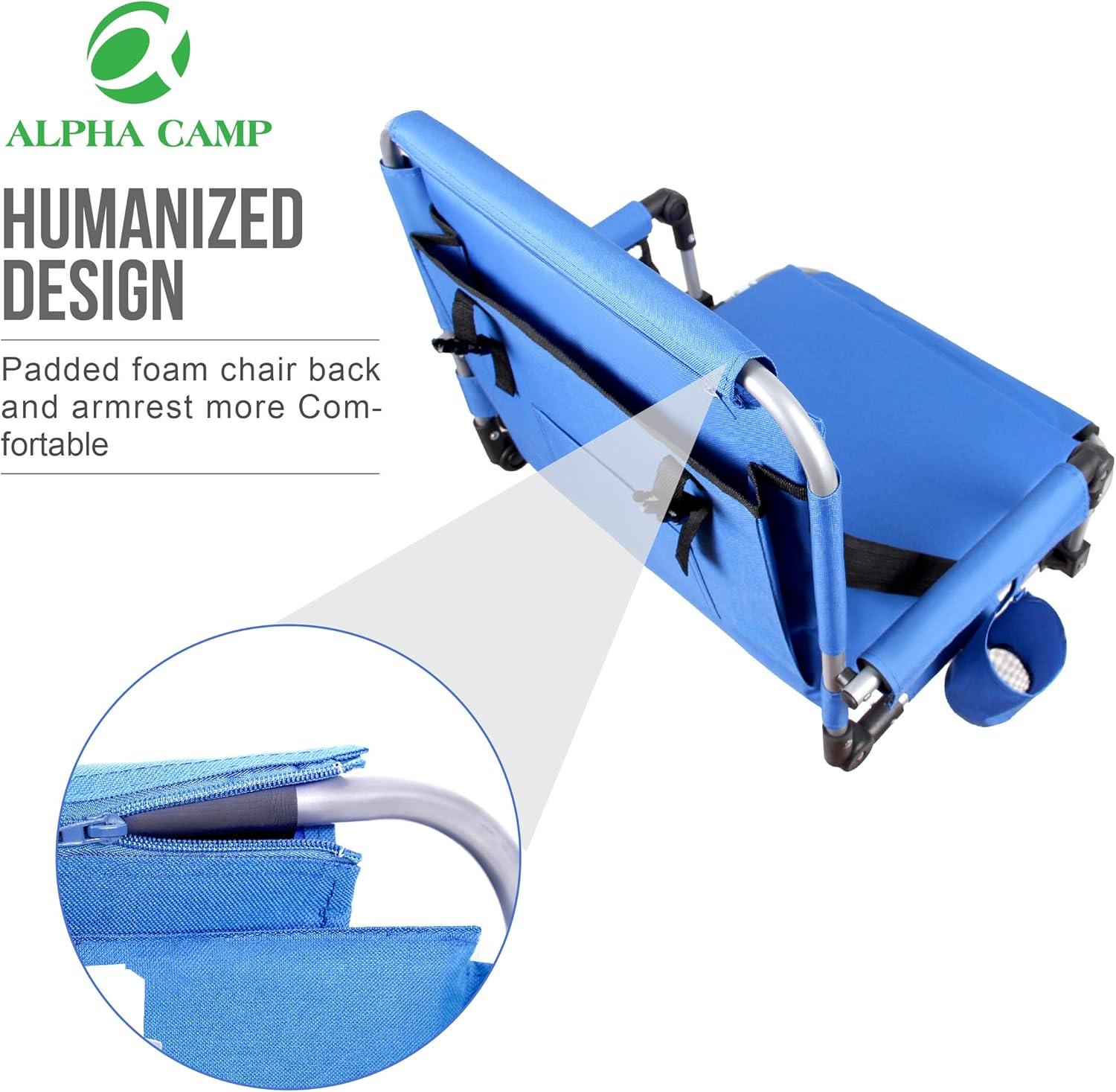 image:imageALPHA CAMP Stadium Seat Padded Chair for Bleachers with Backamp Arm Rest Blue