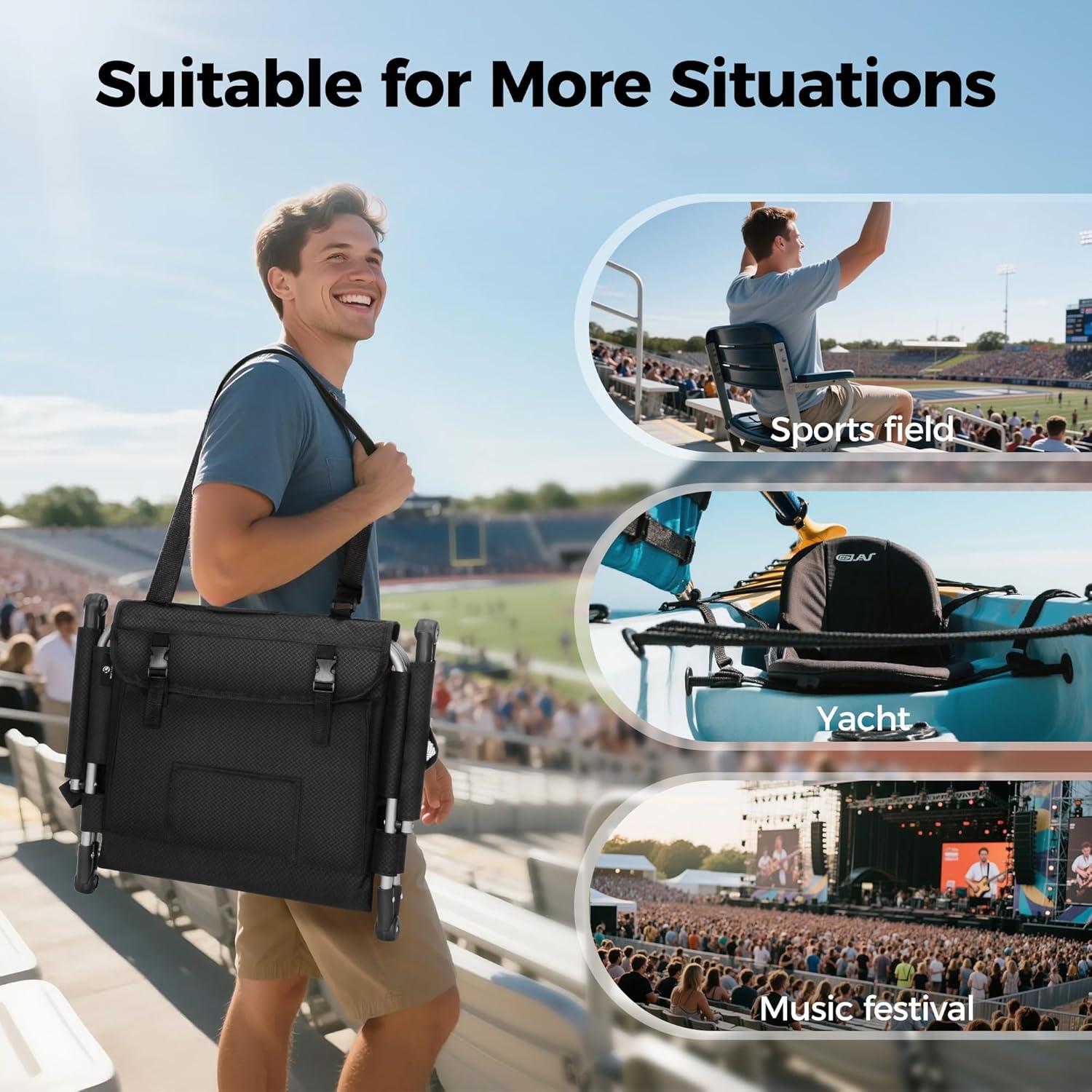 image:imageALPHA CAMP Stadium Seats for Bleachers with Armrests Thick Padded Bleacher Chairs with Back Support Extra Wide Stadium Chair for Sports Events Portable with Shoulder Straps amp Pockets Black2PCBlack Red