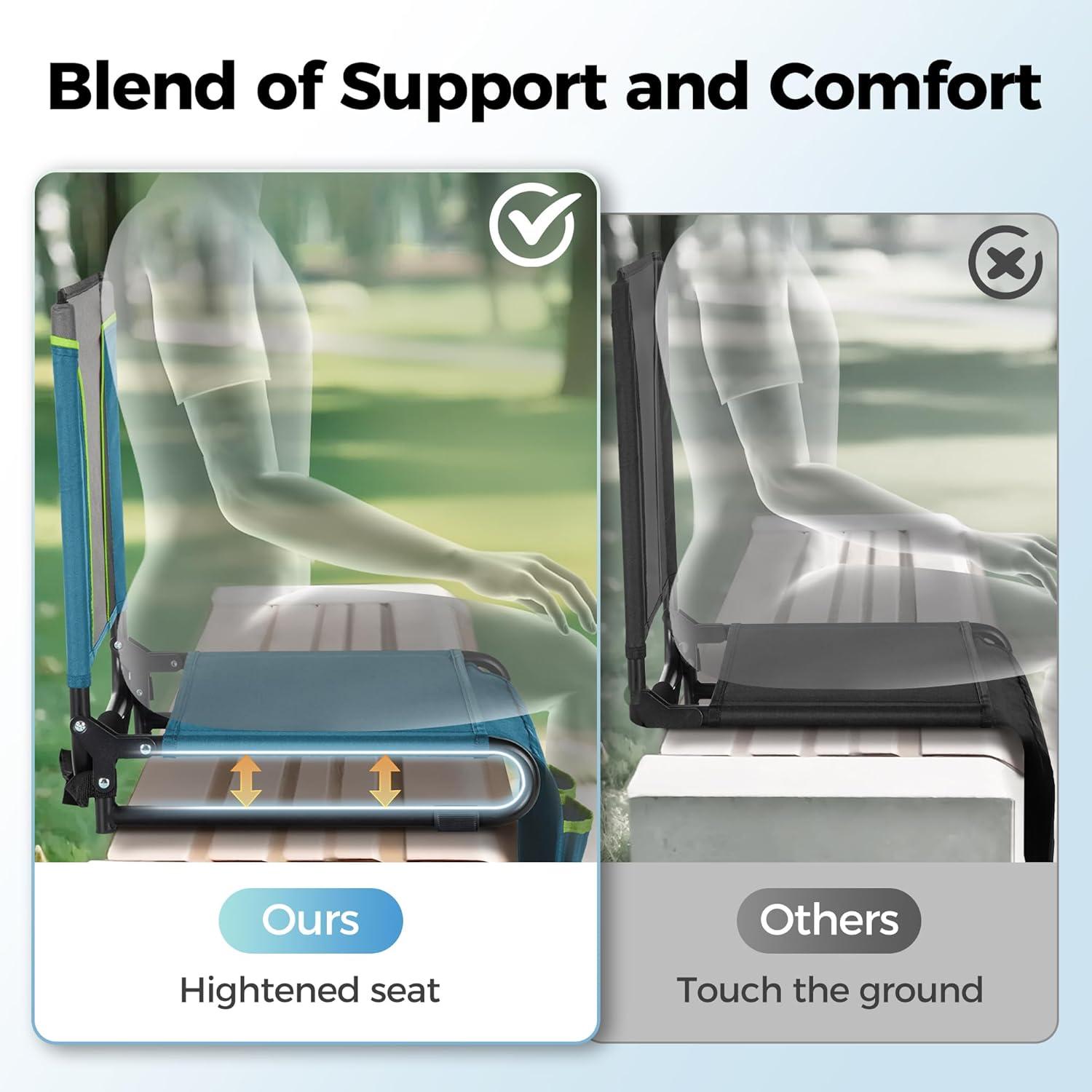 image:imageALPHA CAMP Stadium Seats for Bleachers with Armrests Thick Padded Bleacher Chairs with Back Support Extra Wide Stadium Chair for Sports Events Portable with Shoulder Straps amp Pockets Black2PCBluegrey