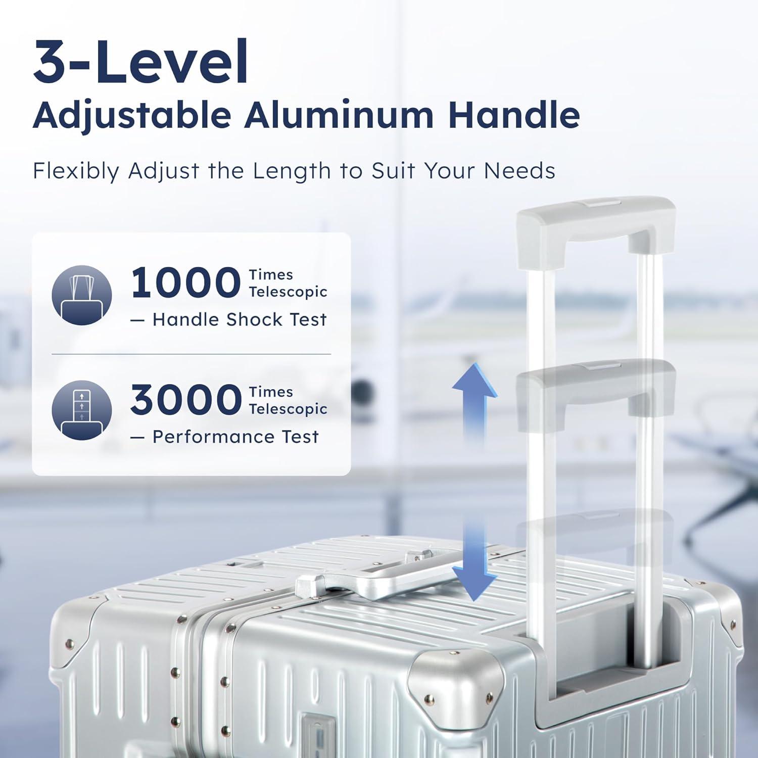 image:imageALPHA CAMP Trunk Luggage Large 30 Inch Thickened Aluminum Frame Luggage with TSA Spinner Wheels 3Layer PC Hardside Zipperless Travel Suitcase with TypeC USB Charging Port Cup HolderGreySliver
