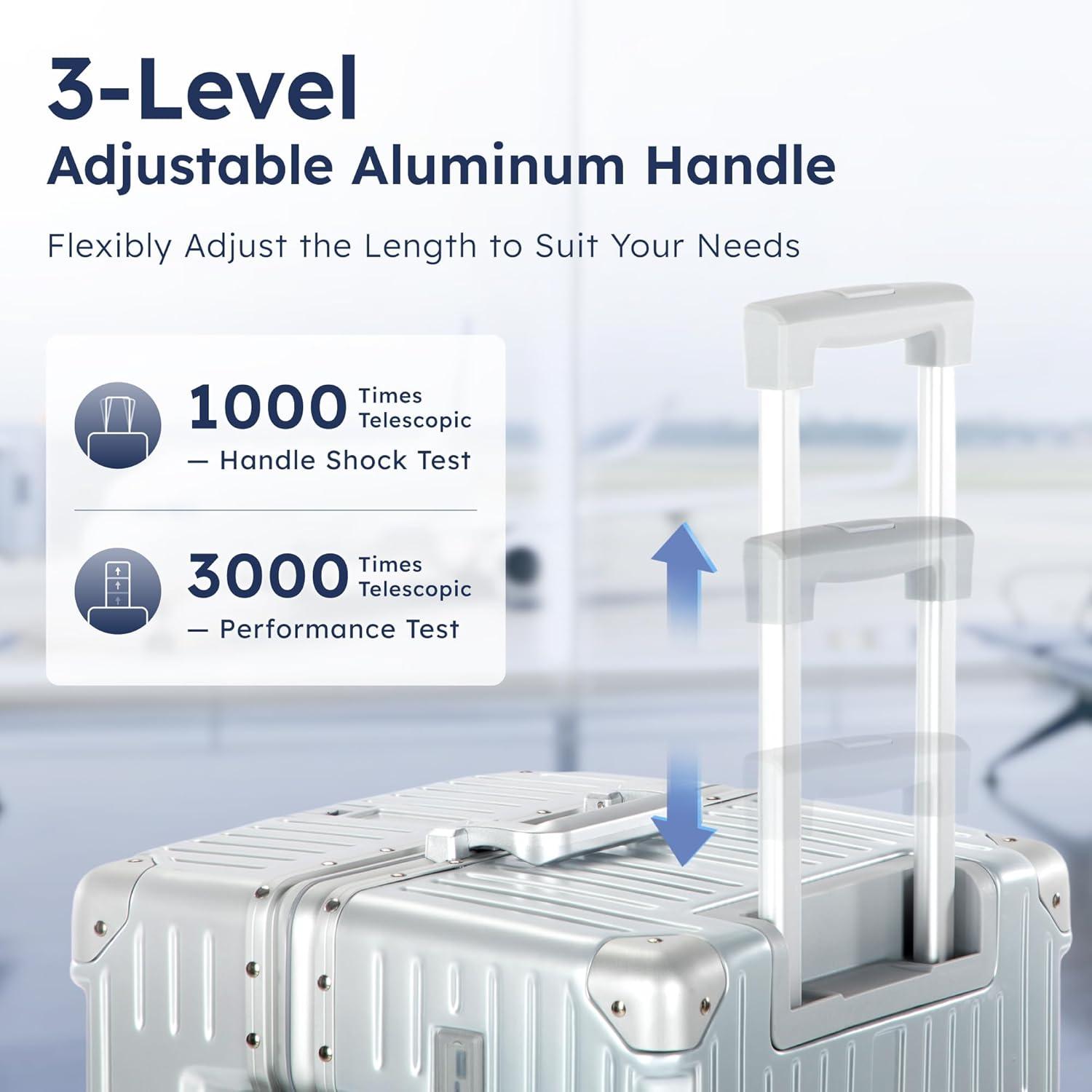 image:imageALPHA CAMP Trunk Luggage Large 30 Inch Thickened Aluminum Frame Luggage with TSA Spinner Wheels 3Layer PC Hardside Zipperless Travel Suitcase with TypeC USB Charging Port Cup HolderGreySliver