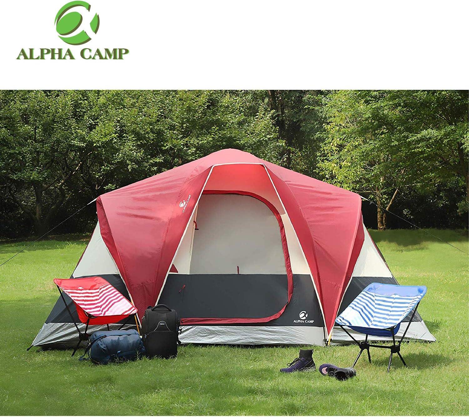 image:imageAlpha Camp 6 Person Tent Extended Dome Tent for Camping Waterproof with Rainfly and Carry Bag 12 x 10