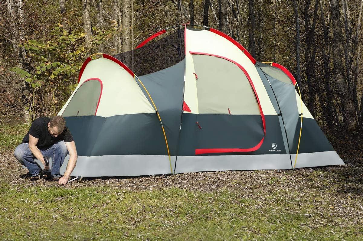 image:imageAlpha Camp 6 Person Tent Extended Dome Tent for Camping Waterproof with Rainfly and Carry Bag 12 x 10