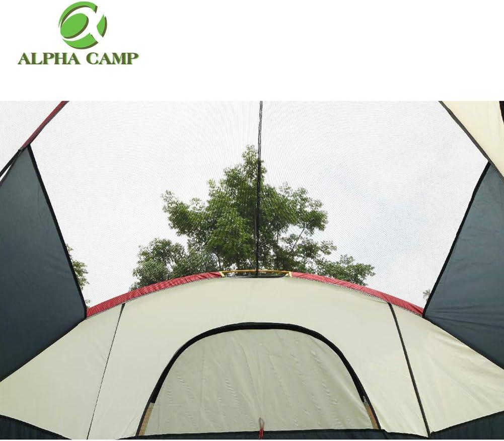 image:imageAlpha Camp 6 Person Tent Extended Dome Tent for Camping Waterproof with Rainfly and Carry Bag 12 x 10