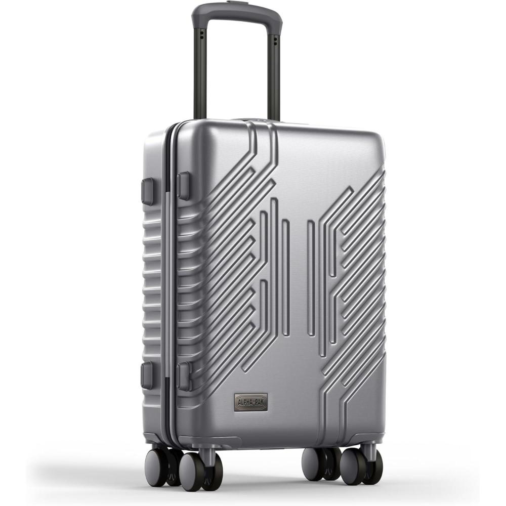 image:image20inch Carry On Luggage Airline Approved PCABS Lightweight Suitcase with Builtin TSA LockHardshell Durable Rolling Luggage with USB PortSilver