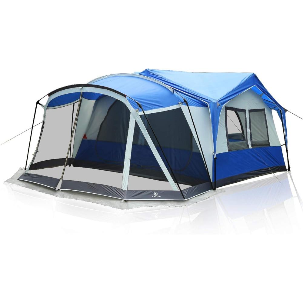 image:imageALPHA CAMP 1012 Person Family Camping Tent with Screen Room Cabin Tent Design 19 x 12