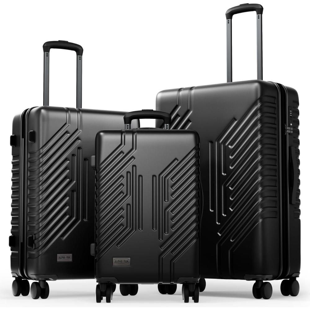 image:imageALPHA CAMP 3 Piece Expandable Luggage Set PCABS Durable Hard Shell Suitcase with Spinner Wheels amp TSA Lock20inch 24inch 28inch Luggage for BusinessTravelNavyBlack