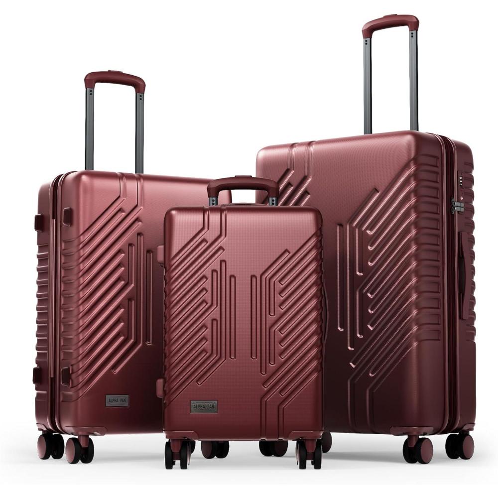 image:imageALPHA CAMP 3 Piece Expandable Luggage Set PCABS Durable Hard Shell Suitcase with Spinner Wheels amp TSA Lock20inch 24inch 28inch Luggage for BusinessTravelNavyRed