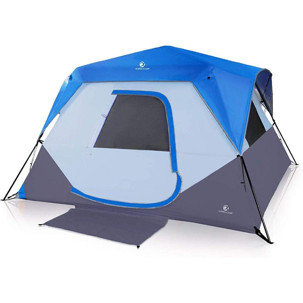 image:imageALPHA CAMP Camping Tent 68 Person Instant Family Tent 60 Seconds Easy Setup Cabin Tent with Rainfly and Mud Mat6 Person Blue