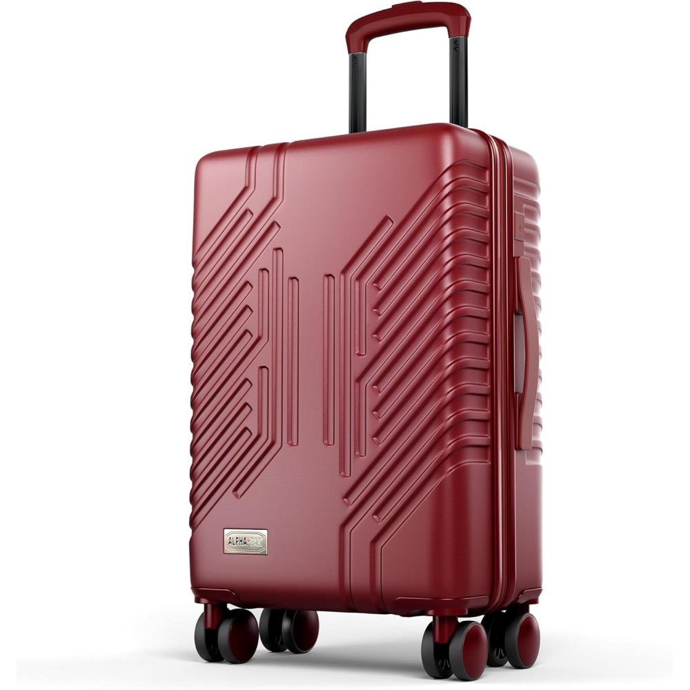 image:imageALPHA CAMP Carry On Luggage 22x14x11 Airline Approved Hardshell Durable PCABS Luggage with Spinner Wheels Lightweight Travel Rolling Suitcase with Builtin TSA LockUSB PortRedRed