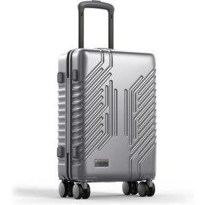 image:image20inch Carry On Luggage Airline Approved  PCABS Lightweight Suitcase with Builtin TSA LockHardshell Durable Rolling Luggage with USB PortSilver