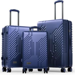 image:imageALPHA CAMP 3 Piece Expandable Luggage Set  PCABS Durable Hard Shell Suitcase with Spinner Wheels amp TSA Lock20inch 24inch 28inch Luggage for BusinessTravelNavyNavy