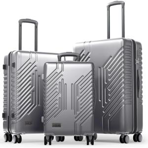 image:imageALPHA CAMP 3 Piece Expandable Luggage Set  PCABS Durable Hard Shell Suitcase with Spinner Wheels amp TSA Lock20inch 24inch 28inch Luggage for BusinessTravelNavySilver