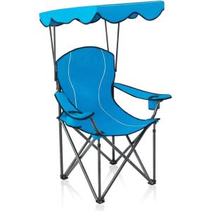 image:imageALPHA CAMP Camping Chairs 350LBS Capacity Heavy Duty Folding Chair with 4Can Cooler Bag Portable Outdoor Chair with Cup Holder for Adults Collapsible for Tailgating Beach FishingCyan Blue