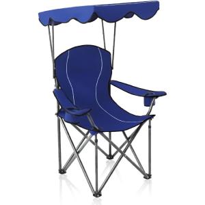 image:imageALPHA CAMP Camping Chairs 350LBS Capacity Heavy Duty Folding Chair with 4Can Cooler Bag Portable Outdoor Chair with Cup Holder for Adults Collapsible for Tailgating Beach FishingNavy Blue