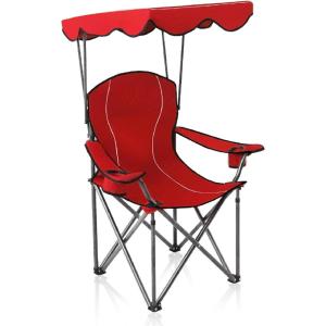image:imageALPHA CAMP Camping Chairs 350LBS Capacity Heavy Duty Folding Chair with 4Can Cooler Bag Portable Outdoor Chair with Cup Holder for Adults Collapsible for Tailgating Beach FishingRed