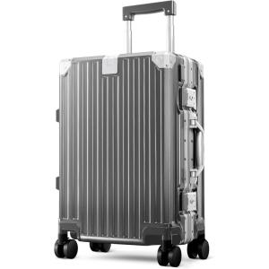 image:imageALPHA CAMP Checked 28 Inch Luggage Thickened Aluminum Frame Luggage with TSA Spinner Wheels 3Layer PC Hard Shell Zipperless Travel Suitcase TypeC USB Charging Port Cup Holder GreyGrey