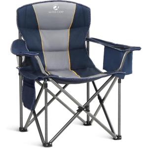 image:imageALPHA CAMP Heavy Duty Camping Chair 500LBS Capacity Oversized Folding Chair for Heavy People Padded Portable Outdoor Chair with Cooler Bag amp Cup Holder for Camping Fishing BeachNavy Blue