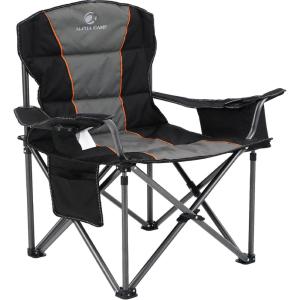 image:imageALPHA CAMP Heavy Duty Camping Chair 500LBS Capacity Oversized Folding Chair for Heavy People Padded Portable Outdoor Chair with Cooler Bag amp Cup Holder for Camping Fishing BeachBlack