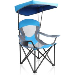 image:imageALPHA CAMP Heavy Duty Canopy Camping Chair 350 lbs Capacity Oversized Folding Chair with Adjustable Sunshade Portable Sunshade Chair with Cup Holder for Beach Fishing OutdoorRoyal Blue