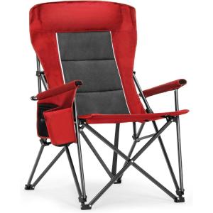 image:imageALPHA CAMP Heavy Duty High Back Camping Chairs with Cup Holder Oversized Folding Chair Outdoor Chair with HeadrestLawn with Side Pocket for Lawn Sports and Fishing 500lbsRed
